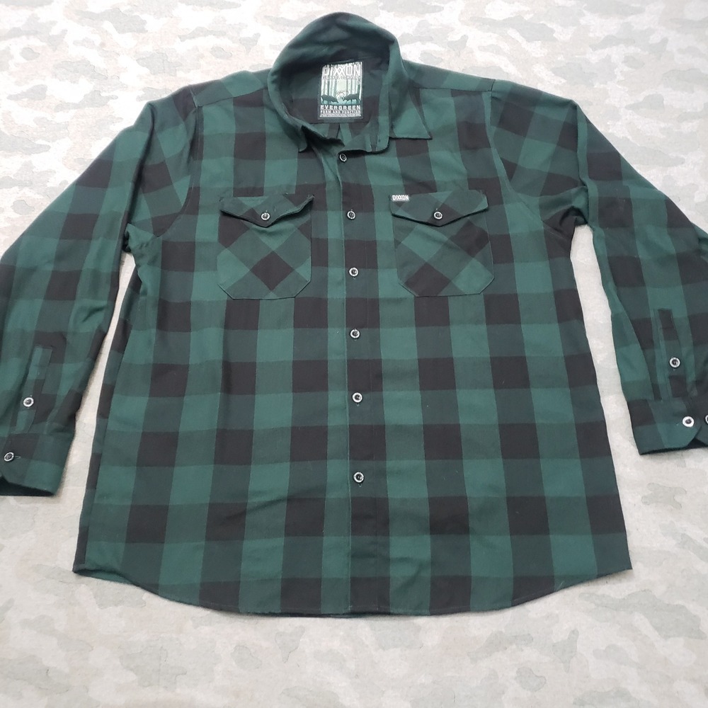 DIXXON Green and Black Plaid Casual Button-Down Shirt